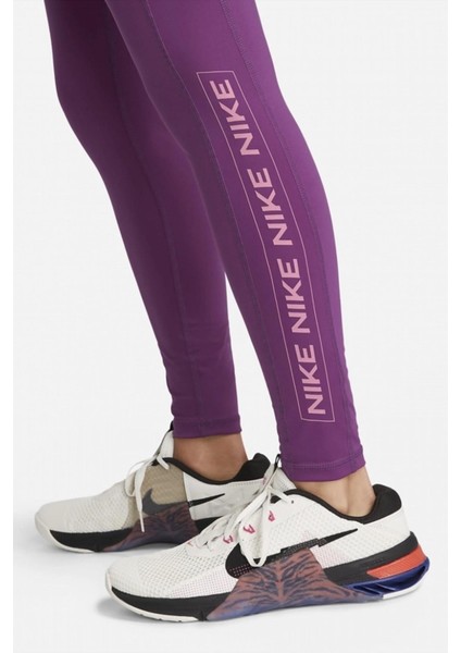 Training Pro Dri Fit Grappic Mid Rise Leggings Purple Toparlaycı Kadın Antrenman Taytı Mor modelleri