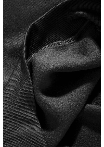 Erkek Siyah Never Baskılı Kapüşonlu 3 Üç Iplik Polar Kanguru Cepli Oversize Sweatshirt Hoodie