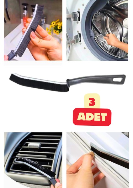 3 Adet Çok Amaçlı Temizleme Fırçası Araç Içi Banyo Mutfak Lavabo Derz Arası Detaylı Temizlik Fırça