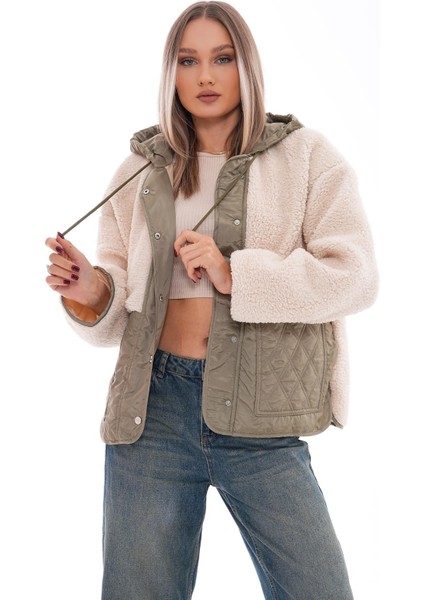 Kadın Kapüşonlu Cebi Kapitoneli Peluş Detaylı Çıtçıt Kapamalı Mont 245108 - fiyatları