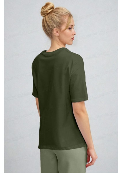 Kadın Haki Nefes Alan Bisiklet Yaka Regular Fit Normal Kesim Baskisiz Basic T-Shirt fiyatları