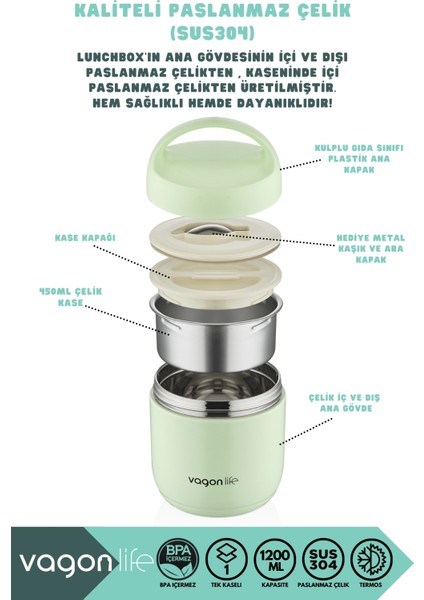 Bento 1200ML Lunchbox Yeni Koleksiyon 1 Kaseli 4-6 Saat Sıcak/soğuk Termos Özellikli Çelik Sefer Tası Yemek Kutusu fiyatları