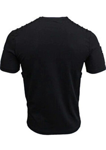 Erkek Siyah T-Shirt Yazlık Yakasız Likralı modelleri