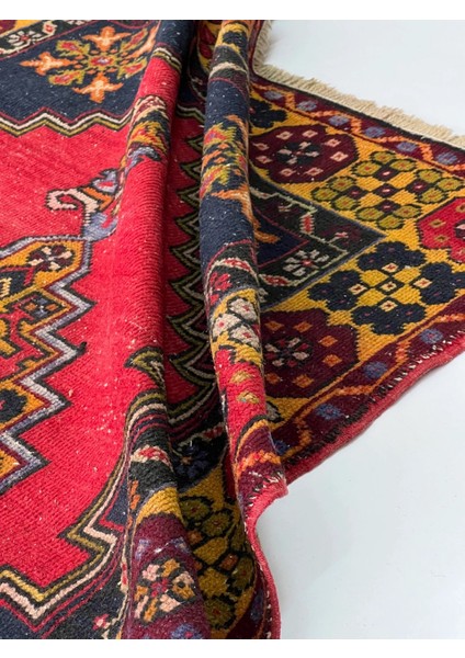 118X231 cm Kırmızı Renkli Rustik Desenli El Dokuma Yün Türk Kilim modelleri