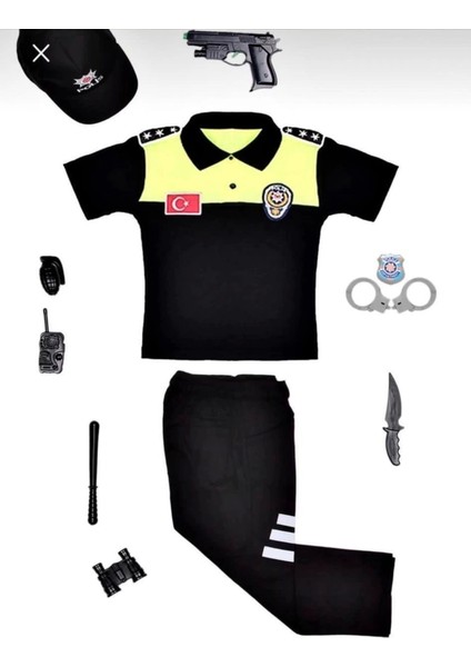 Unisex Çocuk Trafik Polisi Kıyafet Seti