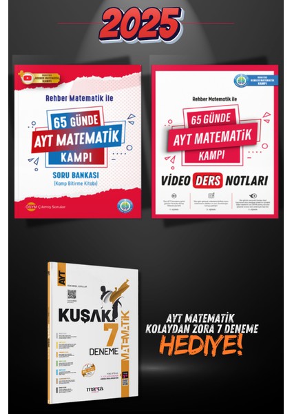 2025 Baskı 65 Günde Ayt Matematik Video Ders Notları ve Ayt Matematik Kampı ve 7 Deneme Hediye!