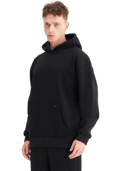 Erkek Oversize Şardonlu 3 İplik Kapüşonlu Sweatshirt, Kanguru Cepli İçi Yumuşak Tüylü modelleri