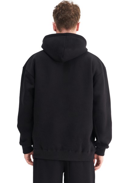 Erkek Oversize Şardonlu 3 İplik Kapüşonlu Sweatshirt, Kanguru Cepli İçi Yumuşak Tüylü indirimleri