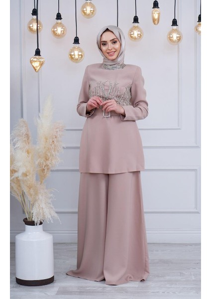 Ribas Abiye Pantalonlu Takım R128 Vizon