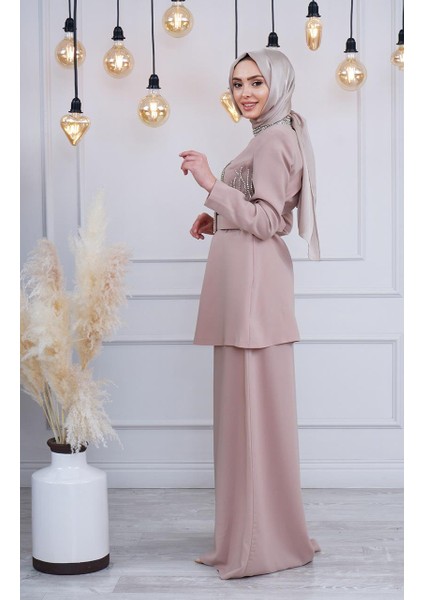 Ribas Abiye Pantalonlu Takım R128 Vizon fiyatları