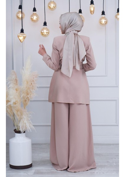 Ribas Abiye Pantalonlu Takım R128 Vizon modelleri