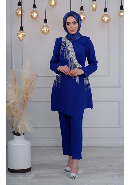 Ribas Abiye Pantalonlu Takım R132 Saks Mavi