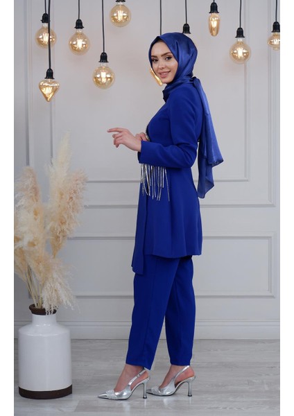 Ribas Abiye Pantalonlu Takım R132 Saks Mavi fiyatları