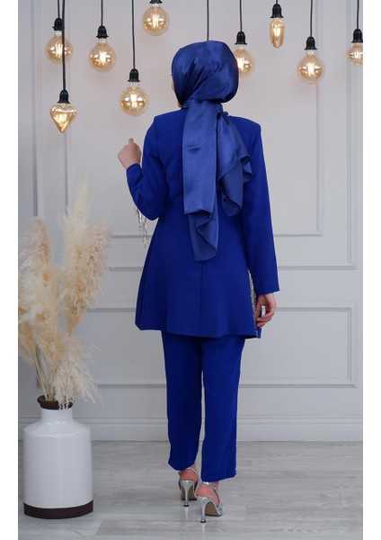 Ribas Abiye Pantalonlu Takım R132 Saks Mavi modelleri