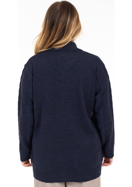 Kadın Orta Yaş ve Üzeri Yumuşak Doku Polo Yaka Düğmeli Anne Triko Hırka 2417-İndigo fırsatları