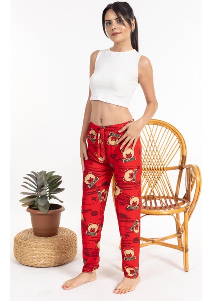 Kadın Desenli Süet Tek Alt Kırmızı