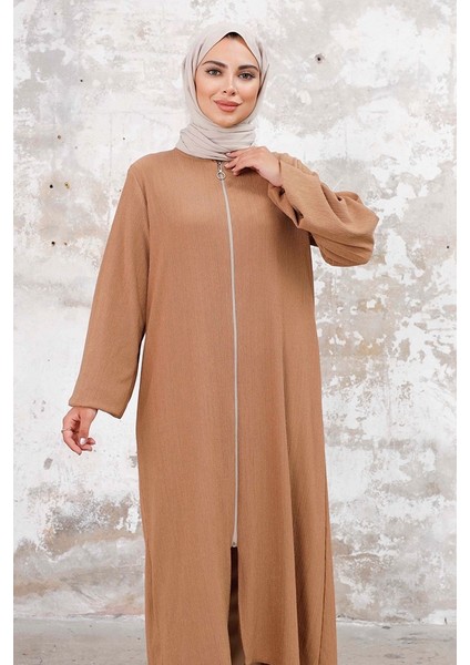 Asimetrik Fermuarlı Ferace 1250 - Vizon fırsatları