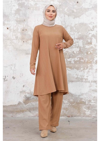Seyal Tunik Pantolon Bürümcük Takım 1252 - Vizon