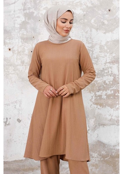 Seyal Tunik Pantolon Bürümcük Takım 1252 - Vizon fırsatları