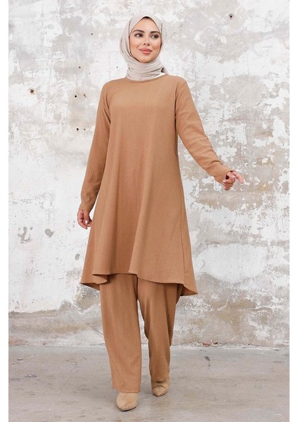 Seyal Tunik Pantolon Bürümcük Takım 1252 - Vizon indirimleri