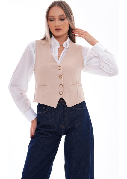 Kadın Düğme Kapamalı Yelek 245289 - modelleri