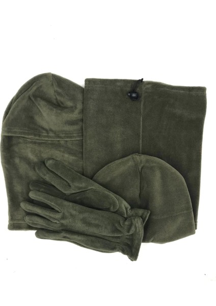 Polarlı Bere Boyunluk Balaklava Eldiven Set