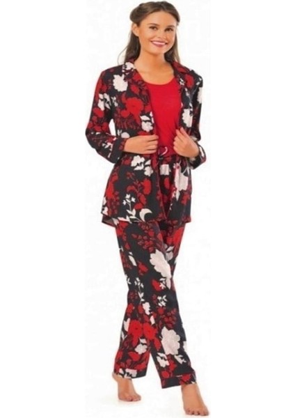 Çeyizlik Sabahlıklı Viskon Bayan Pijama Takım