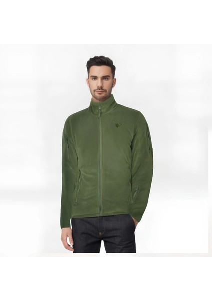 Haki 5 Cepli Tüylenme Yapmayan Polar Ceket, Rahat ve Esnek Outdoor Polar Mont