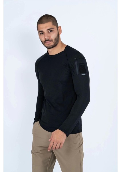 Taktik T-Shirt Uzun Kol 801 Pike, Siyah modelleri