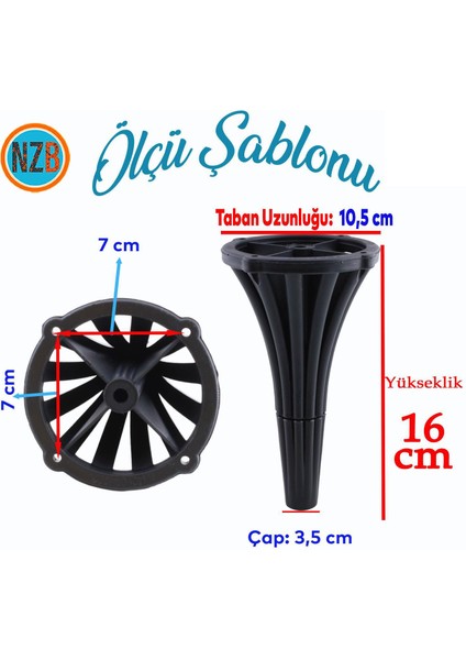 Konsol Mobilya Kanepe Koltuk Tv Ünitesi Baza Ayağı Orta Sehpa Ayakları 16 cm Siyah fiyatları