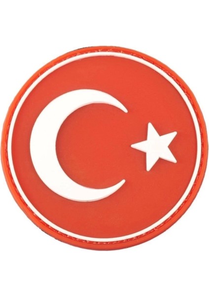 Plastik Pathç 3D Yuvarlak Türk Bayrağı Arması