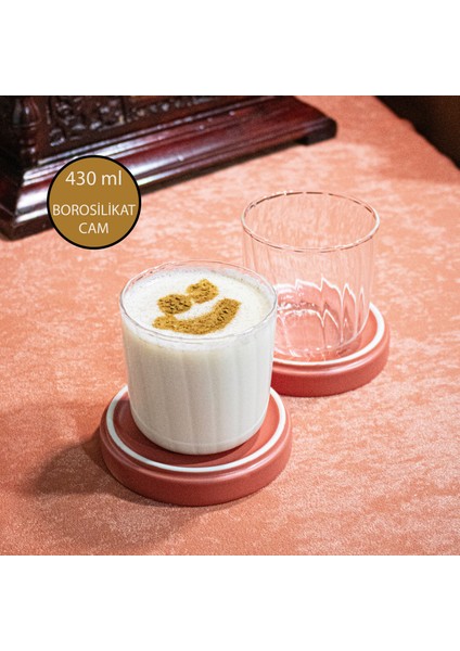 1 Adet Düz Çizgili Stil Isıya Dayanıklı Salep Bardağı - Soğuk Kahve, Kokteyl Meşrubat Bardağı