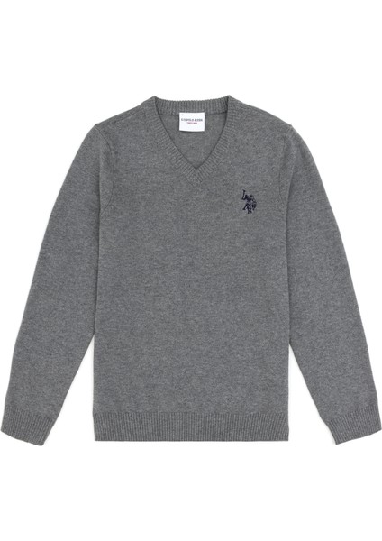 U.S. Polo Assn. Erkek Çocuk Gri Melanj Triko Kazak 50294200-VR086