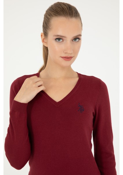 U.S. Polo Assn. Kadın Bordo Triko Kazak 50293542-VR014