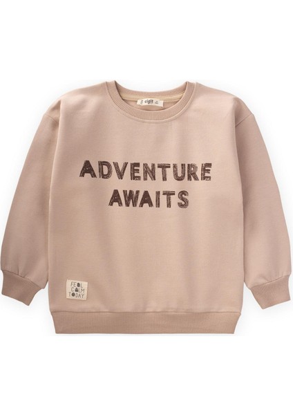 Adventure Baskılı Sweatshirt 210 Yaş Bej