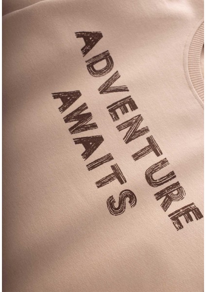 Adventure Baskılı Sweatshirt 210 Yaş Bej