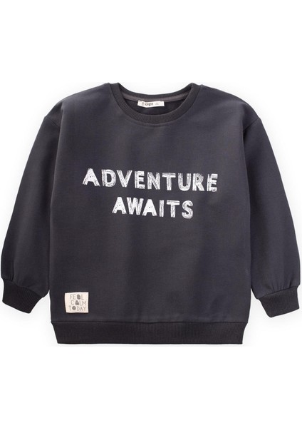 Adventure Baskılı Sweatshirt 2-10 Yaş Antrasit