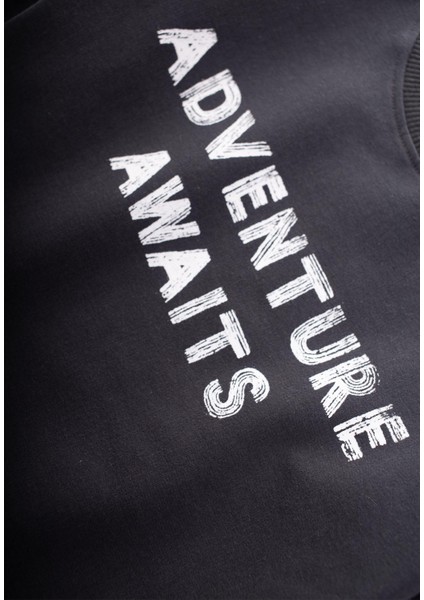 Adventure Baskılı Sweatshirt 2-10 Yaş Antrasit