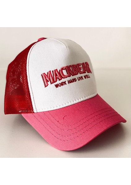 Mackbear Ayarlanabilir Unisex Şapka Beyaz Pembe
