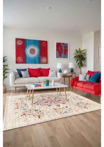 Sonan Vintage Şönil Pamuk Tabanlı Salon Halısı Kaymaz Yıkanabilir Çevre Dostu fiyatları