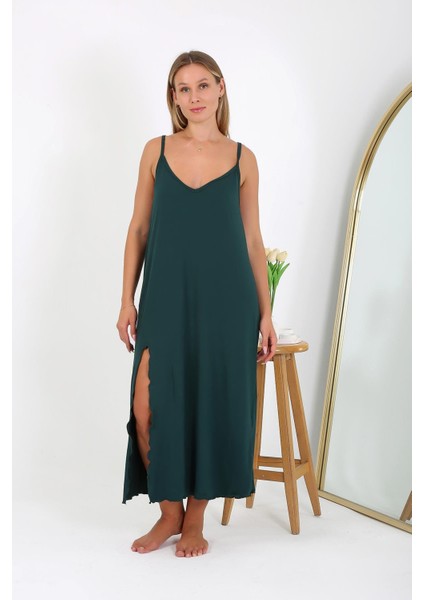 Kadın Büyük Beden Ip Askılı Uzun Gecelik 12111
