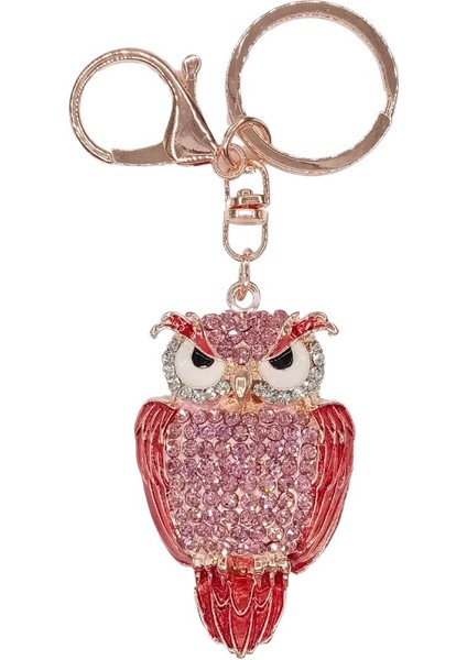 Kristal Taşlı Pembe Baykuş Anahtarlık No.3