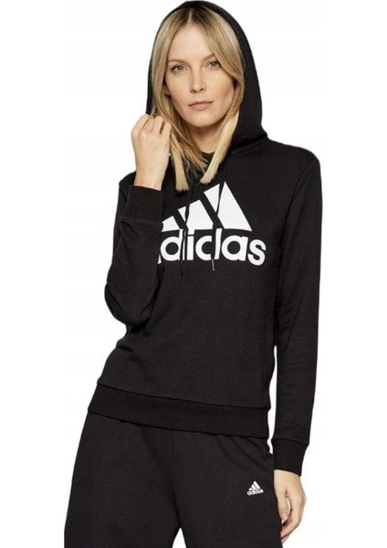 Essentials Relaxed Logo Kapüşonlu Kadın Siyah Sweatshirt