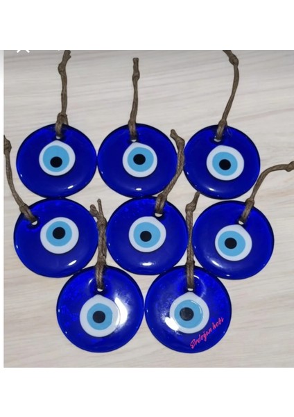 Cam Nazarlık 8 Adet 8,5cm Cam Nazar Boncuğu Duvar Süsü Bahçe Süsü Ağaç Süsü Nazarlık