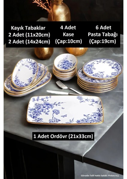 Butterfly 6 Kişilik Seramik Meyvelikli Pasta Kahvaltılık Sunum Tabağı Seti - KUP104S fiyatları