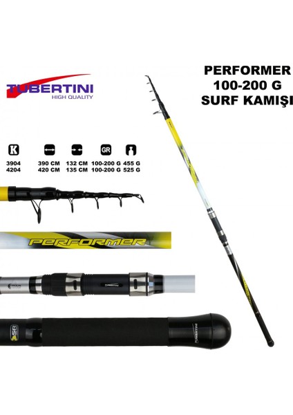 Tubertını Performer Surf 420CM Kamış 100-200 gr Tele modelleri