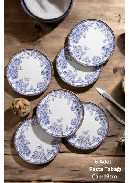 Butterfly Seramik Meyvelikli 6 Kişilik Pasta Kayık Tabak Kombin Set - KUP102S