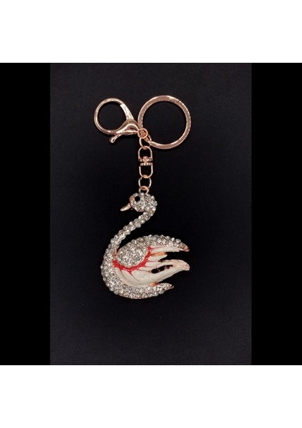 Kristal Taşlı Beyaz Kırmızı Kuğu Anahtarlık No.1 modelleri