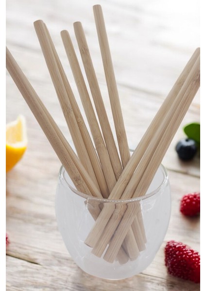 Bambu Pipet 10 Adet Doğal 20 cm