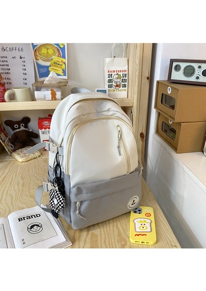 Bayan Lise Öğrencileri Için Okul Çantaları, Basit Renk Uyumlu Sırt Çantaları, Ortaokul Öğrencileri Için Geniş Kapasiteli Sırt Çantaları, Erkekler Için (Yurt Dışından)